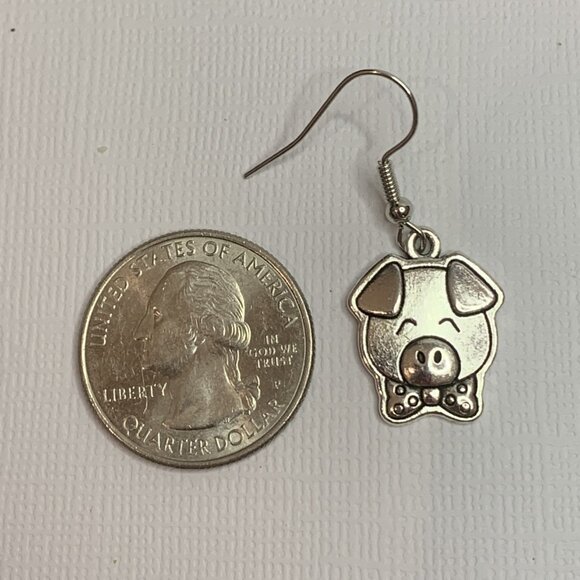 Pig Earring, Gift Idea, Silly Animal Earring, Pig Jewelry, Hog, Cute Earring - Picture 7 of 7
